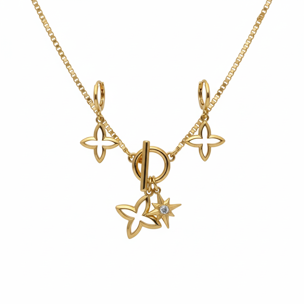 Nine West Set De Collar Y Zarcillos Star