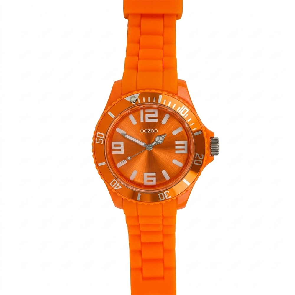 Oozoo Reloj Deportivo Correa De Silicone Para Damas Fluorescent Orange