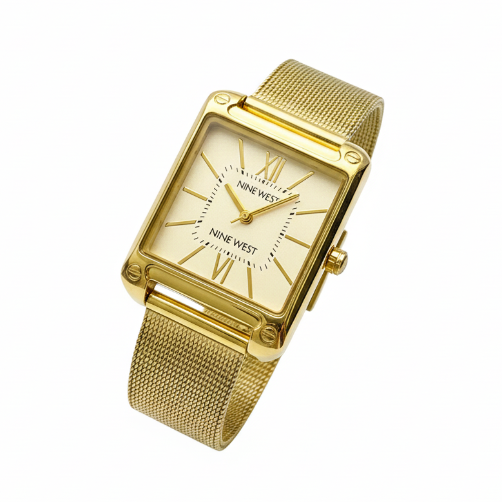 Nine West Reloj Para Damas Cuadrado Golden