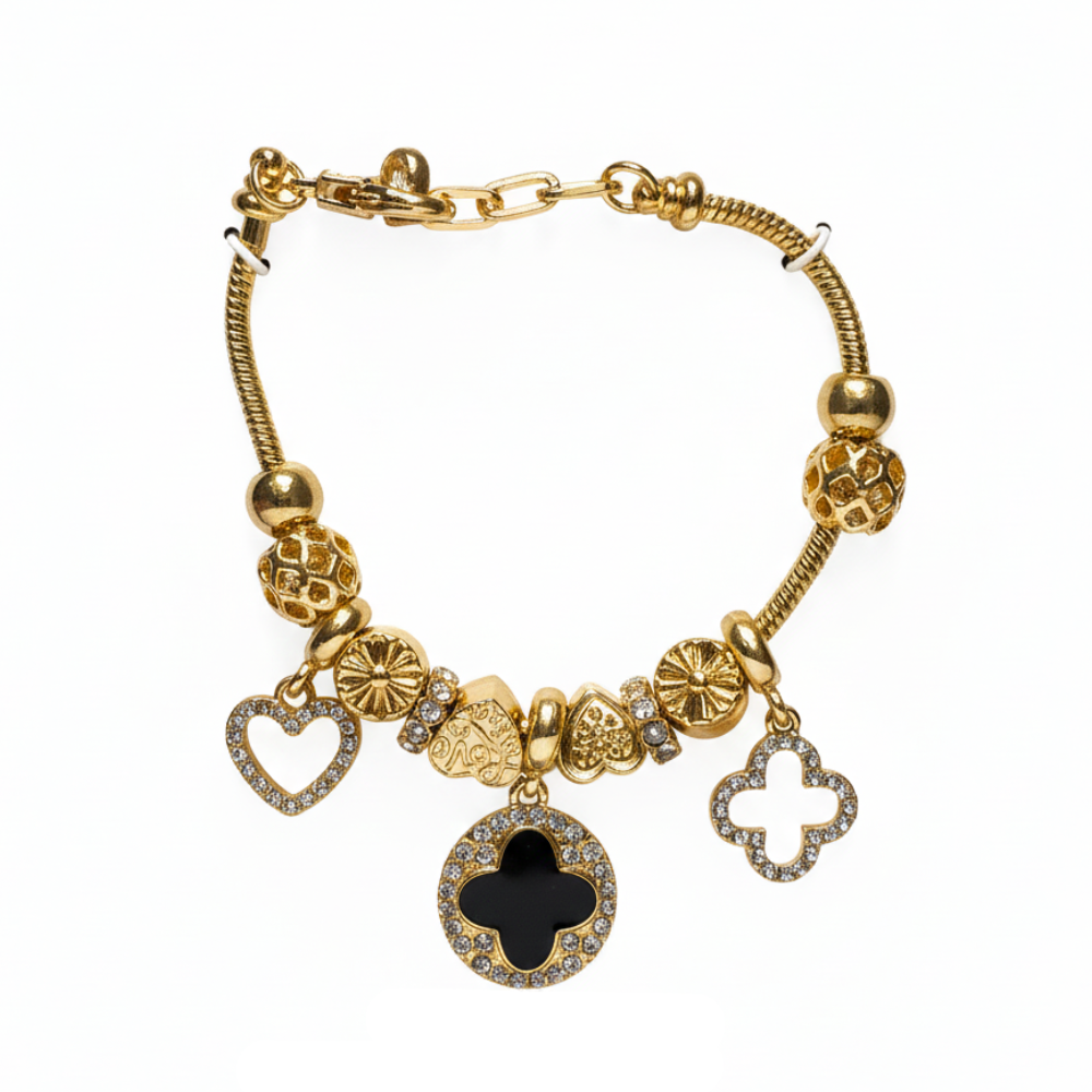 Adrienne Vittadini Pulsera Black Trebol & Zirconias Para Damas