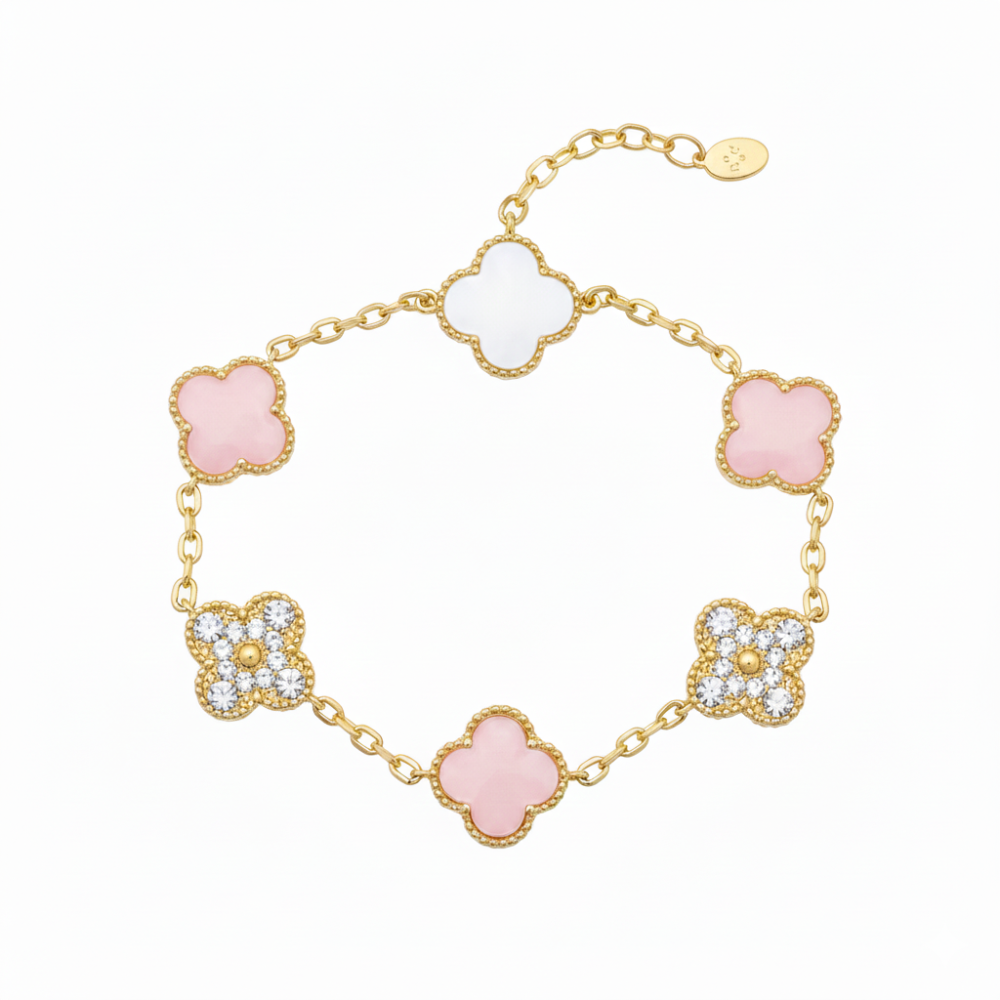 Element Of Love Pulsera De Trébol Pink Zirconia