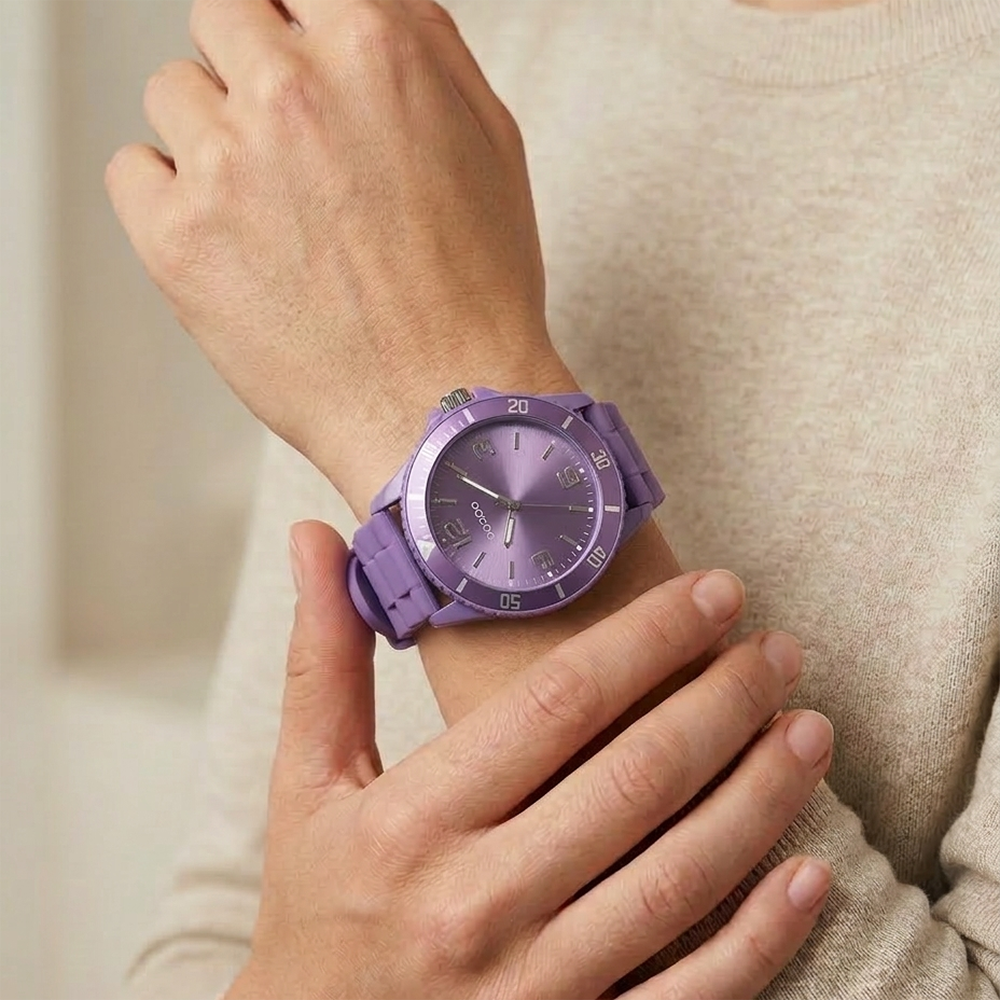 Oozoo Reloj Deportivo Correa De Silicone Para Damas Light Grape