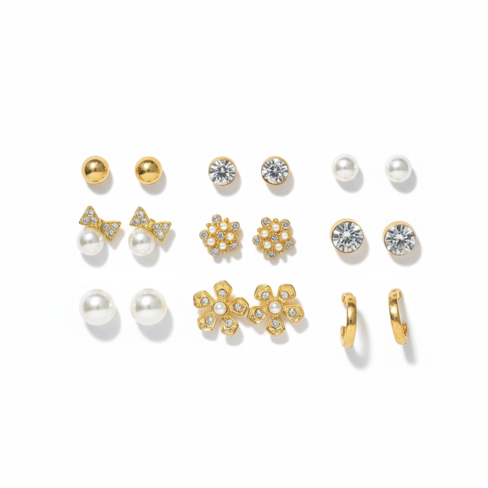 Nicole Miller Set De 9 Pares Zarcillos