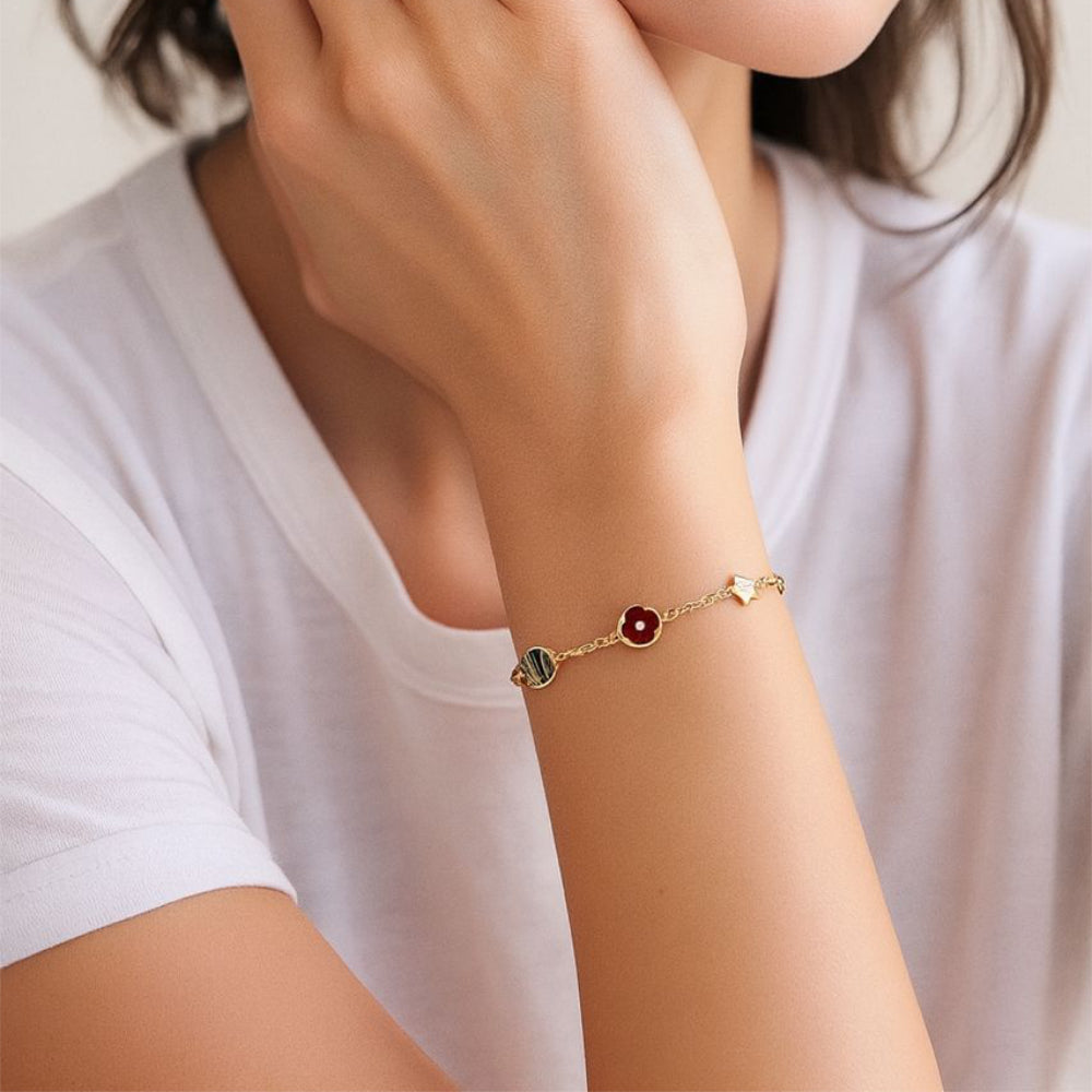 Parker & Grey Pulsera Gold Plated Red