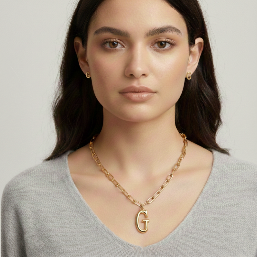 Guess Set De Collar y Zarcillos Golden "G"