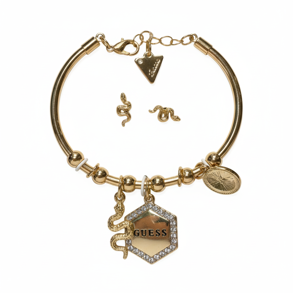 Guess Set De Pulsera Y Zarcillos Snake