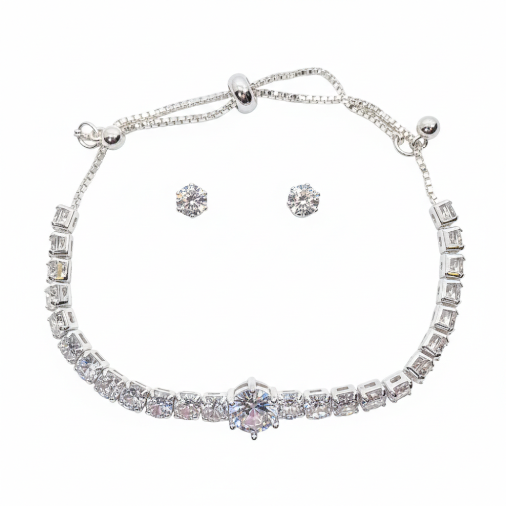 Danecraft Set De Pulsera Y Zarcillos Cubic Zirconia