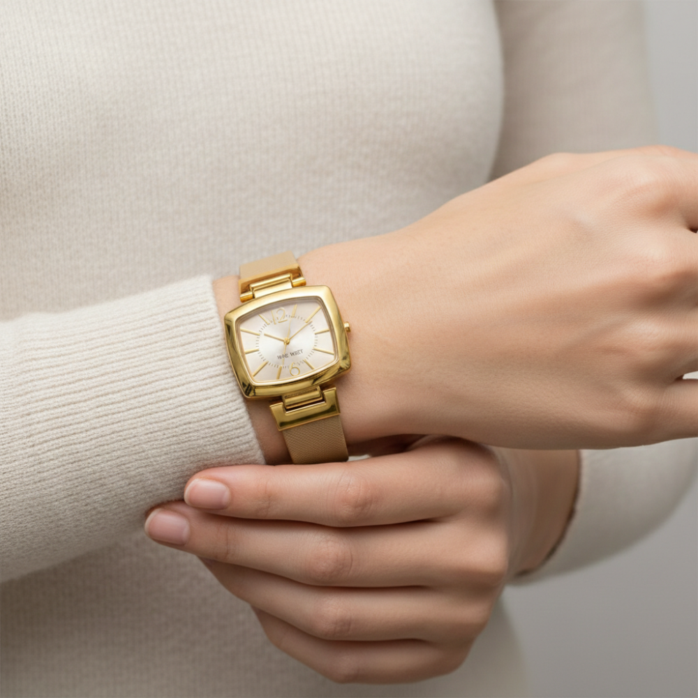 Nine West Reloj Para Damas Square Gold