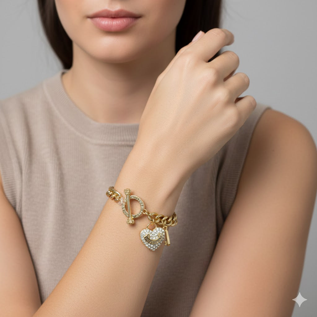 Juicy Couture Pulsera Con Dije Corazón Zirconia