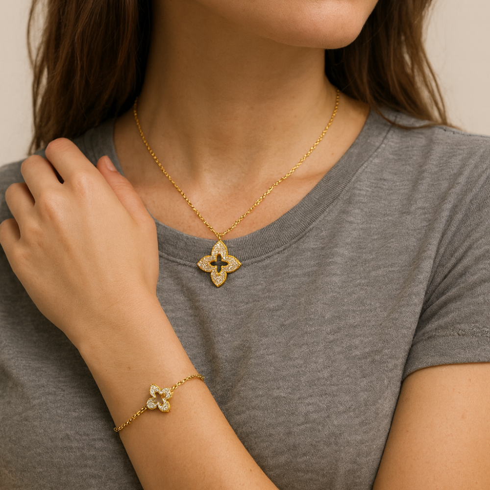 Noir Set De Collar Pulsera y Zarcillos Zirconia