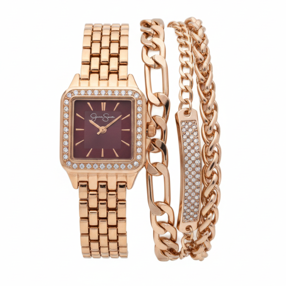 Jessica Simpson Set de Reloj y Pulseras Gold Rose