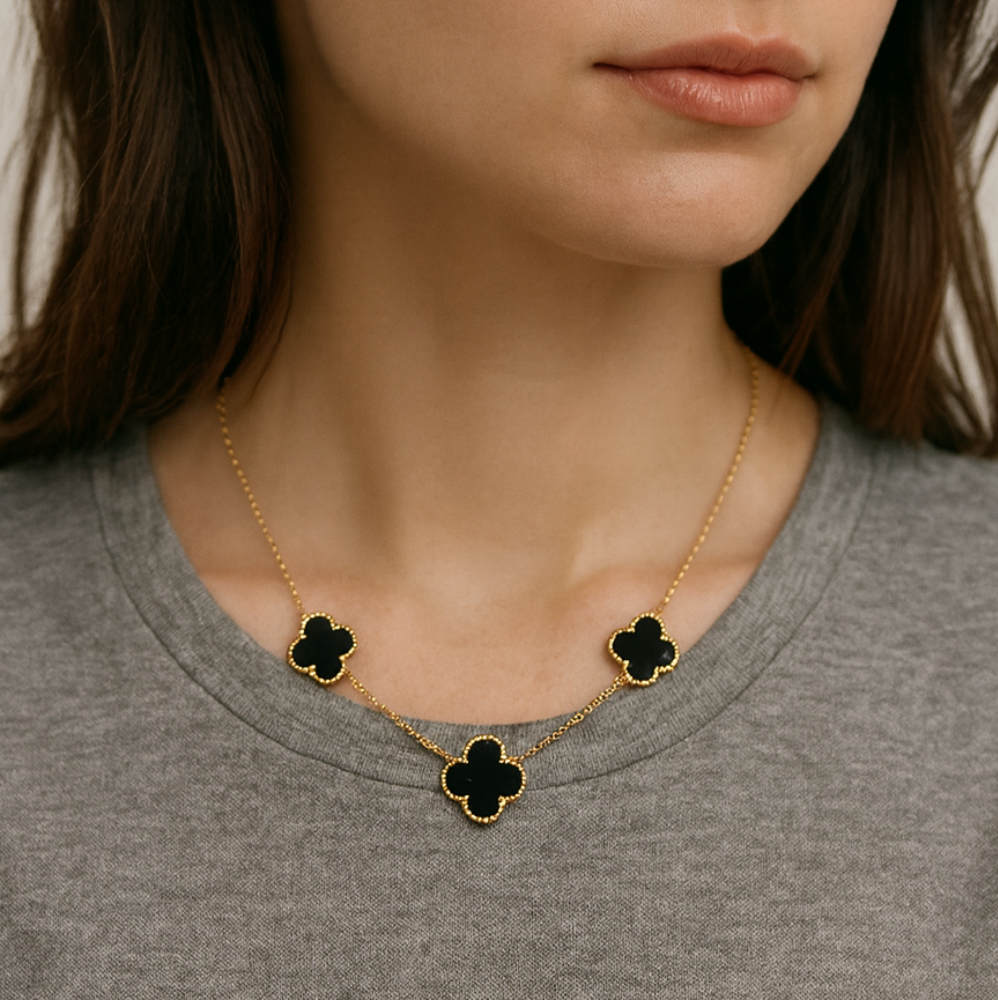 Parker & Grey Collar De Trébol Black & Gold