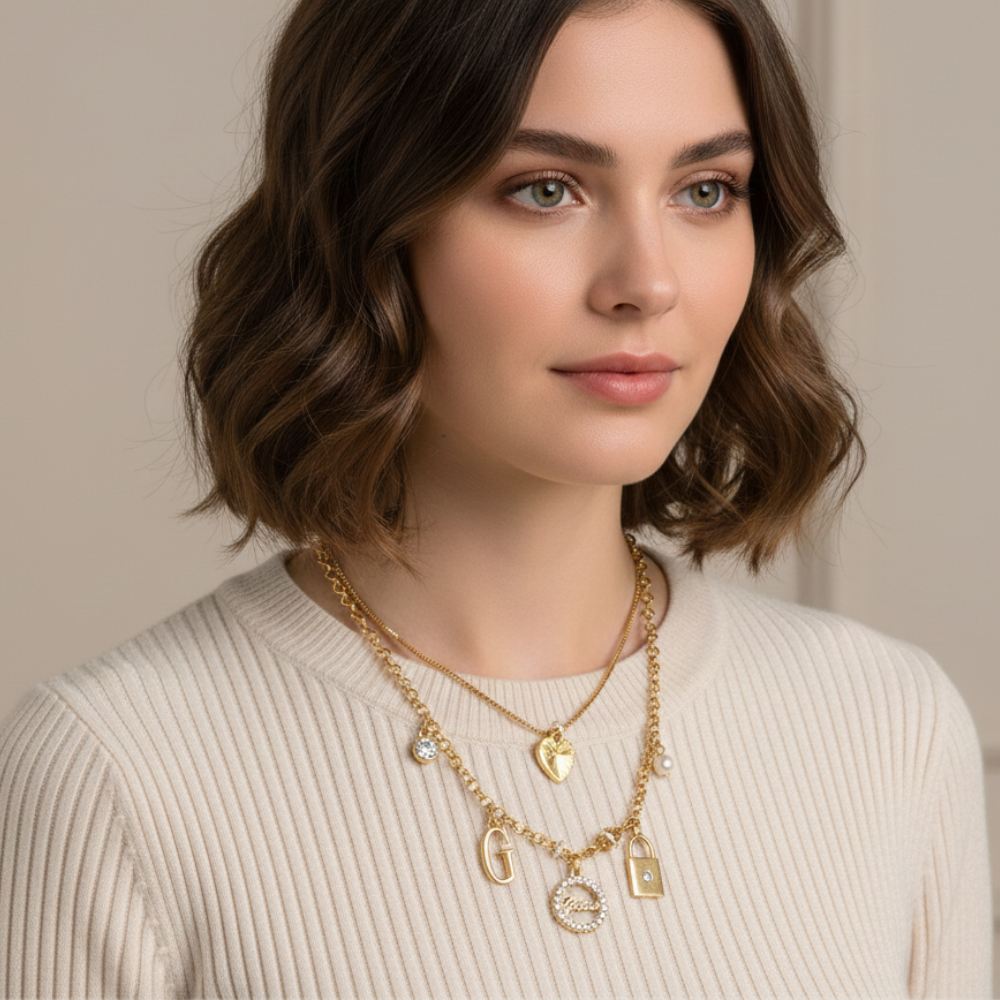 Guess Collar Golden Heart Zirconia