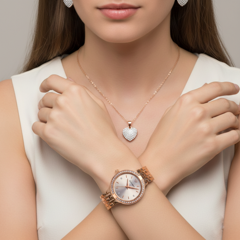 Ellen Tracy Set de Reloj y Accesorios Rose Gold