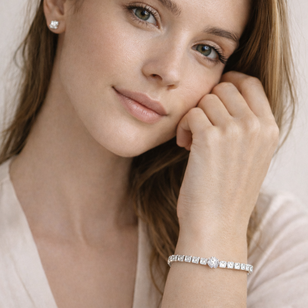 Danecraft Set De Pulsera Y Zarcillos Cubic Zirconia