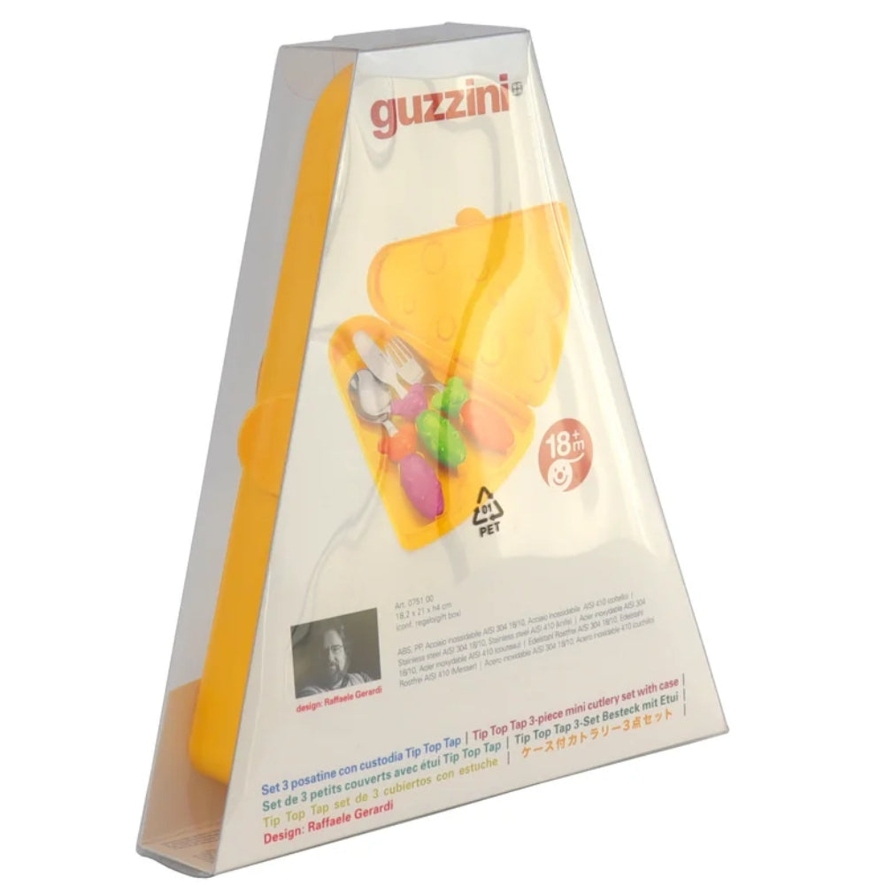Guzzini Tip Top Tap-Bimbi Set De Mini Cubiertos De 3 Piezas Con Estuche
