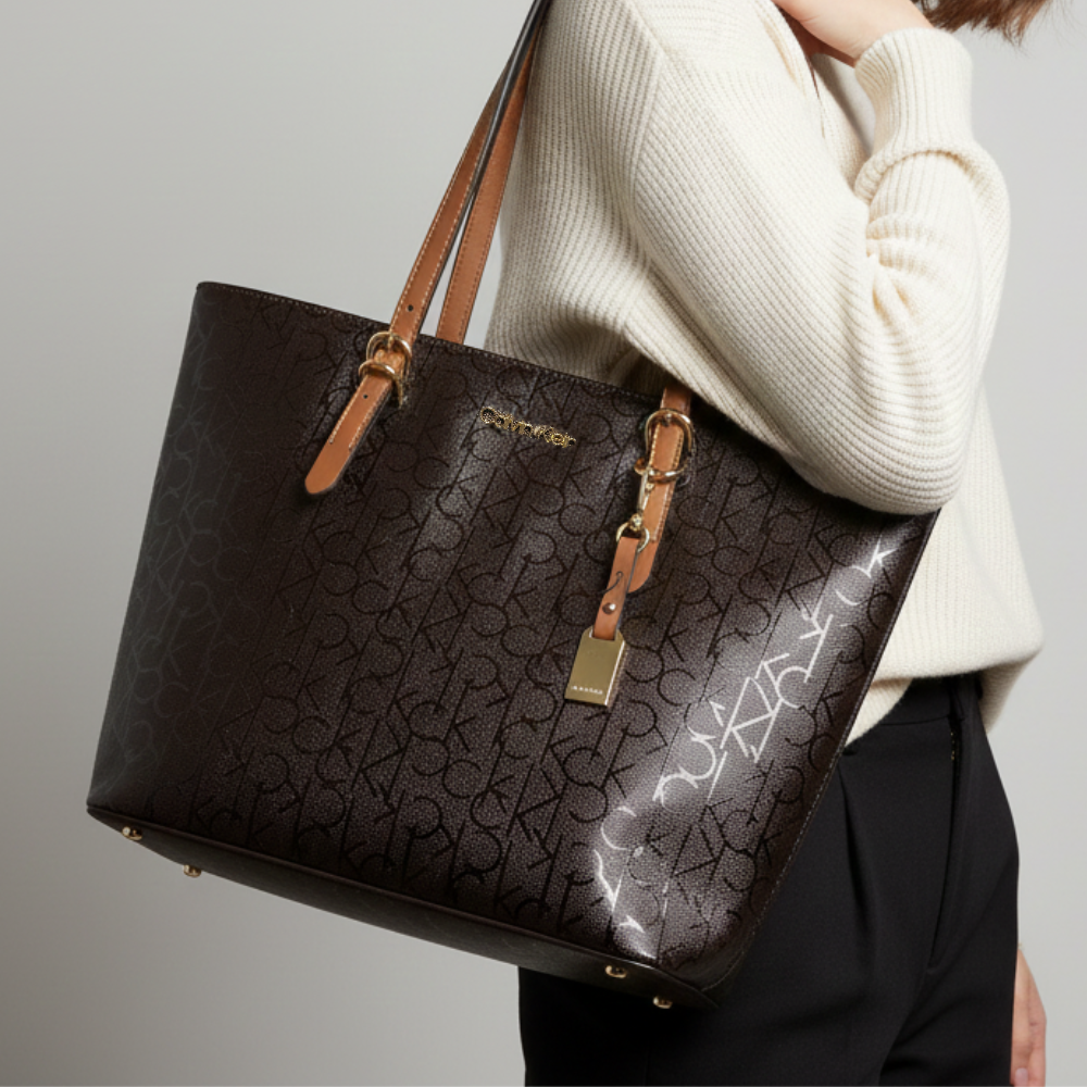 Calvin Klein Cartera Tote Bag Monogram Brown