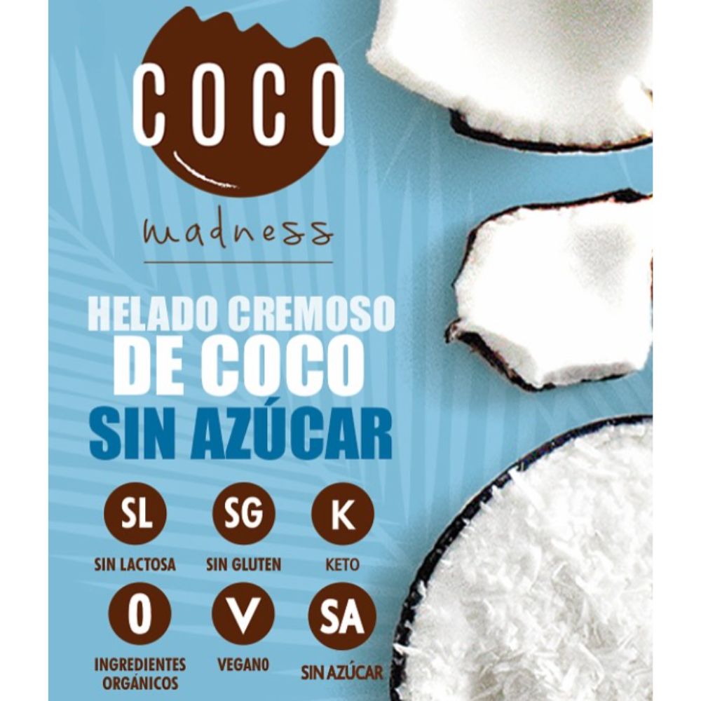Coco Madness Helado Cremoso de Coco Sin Azucar Envase 700ml