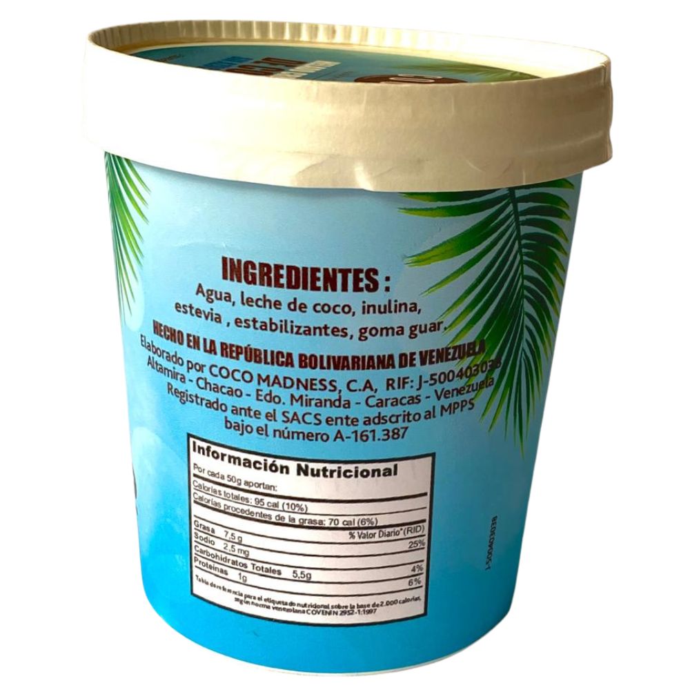 Coco Madness Helado Cremoso de Coco Sin Azúcar Envase 700ml