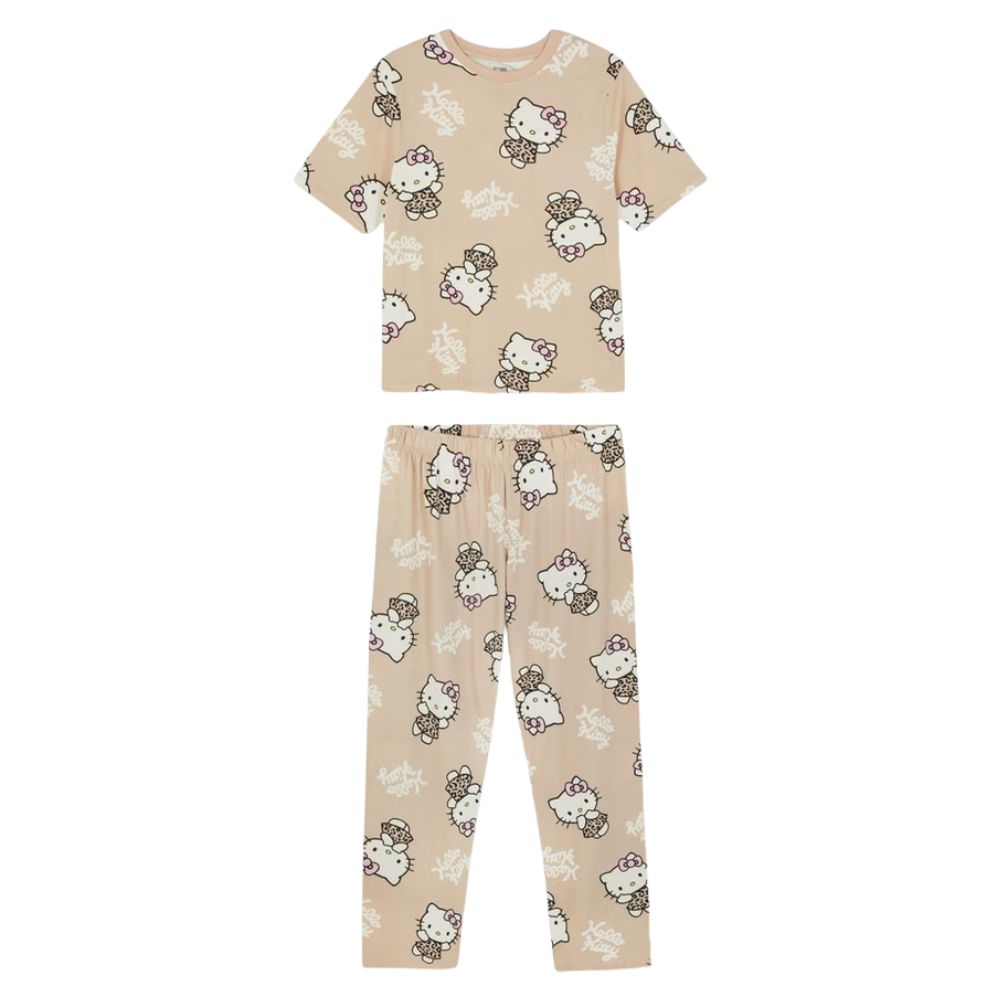 Hello Kitty Tee & Leg Pijama Set Conjunto Beige