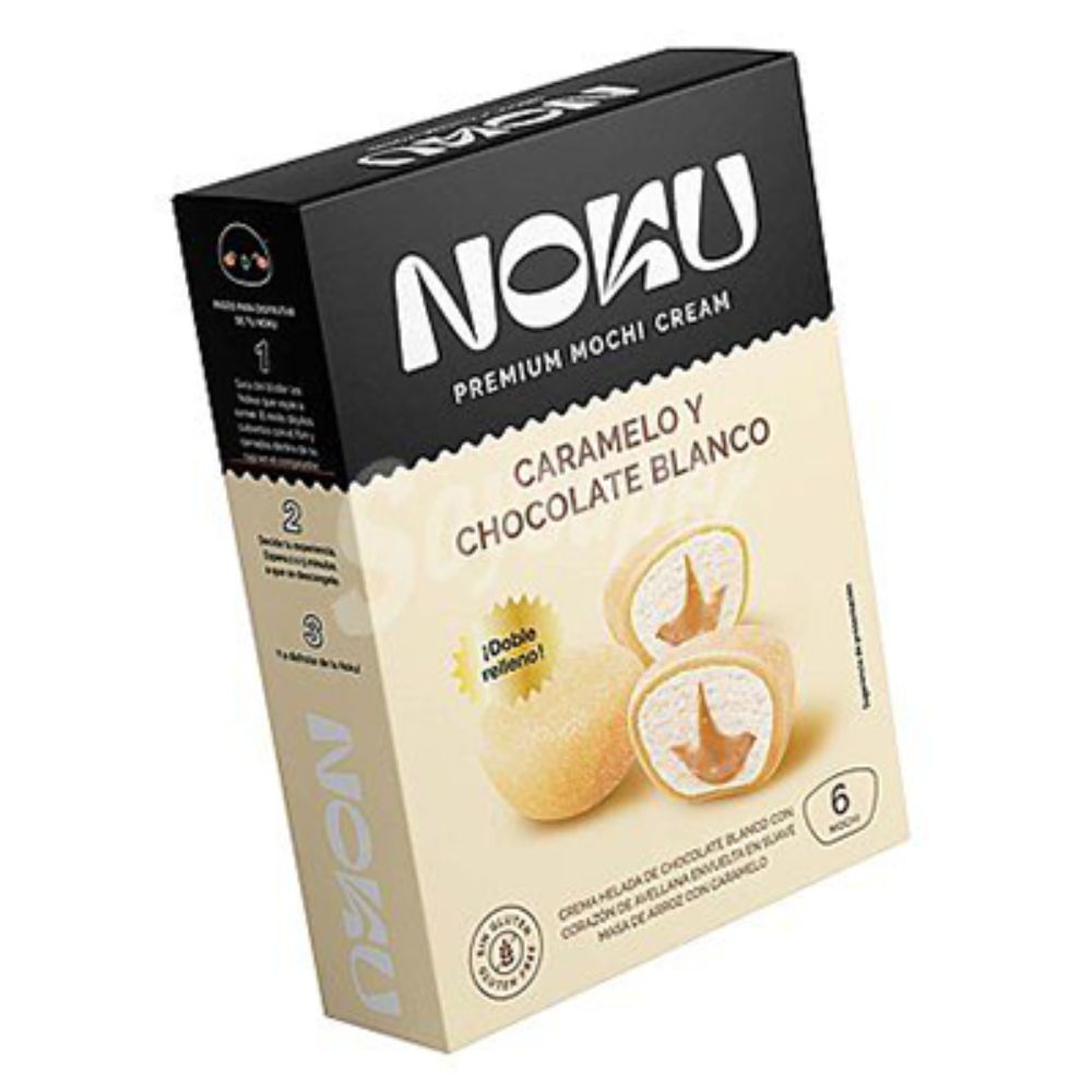 Noku Helado Premium Mochi Cream Caramelo y Chocolate Blanco X 6