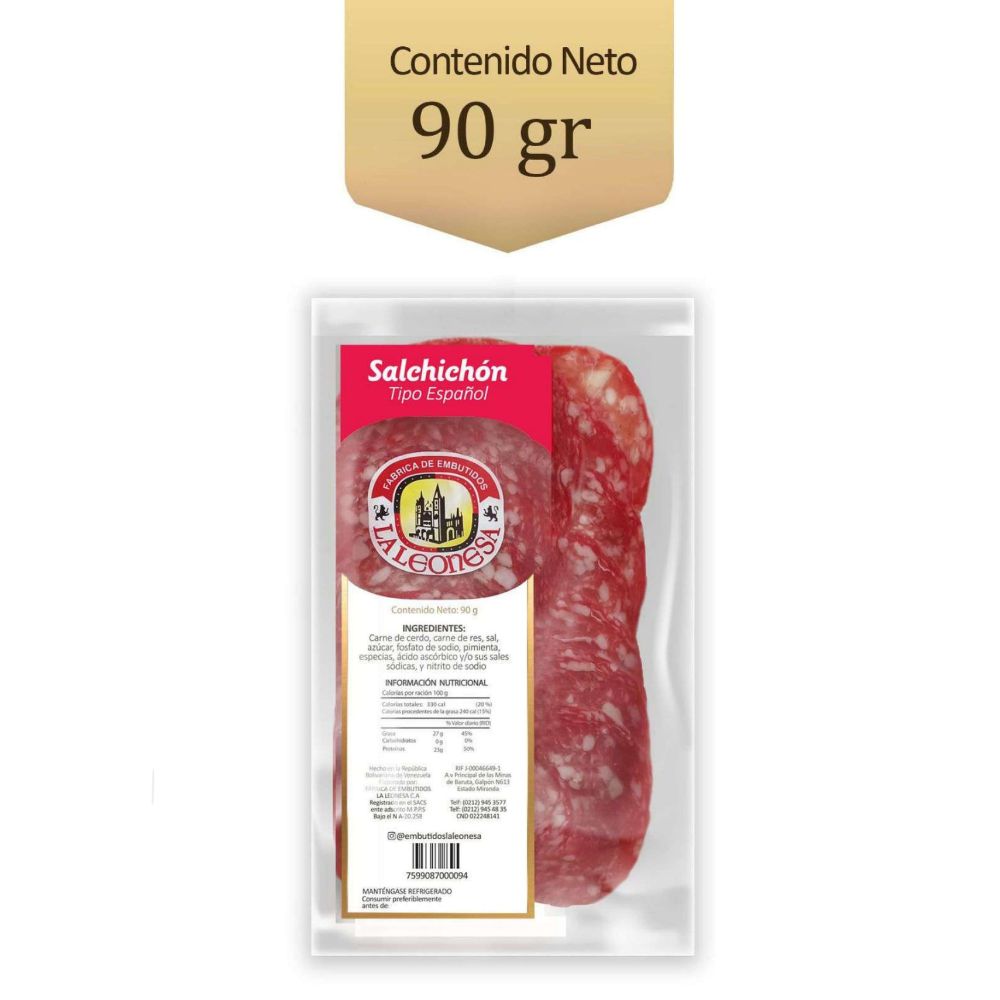 Leonesa Salchichon Tipo Español Rebanado 90gr