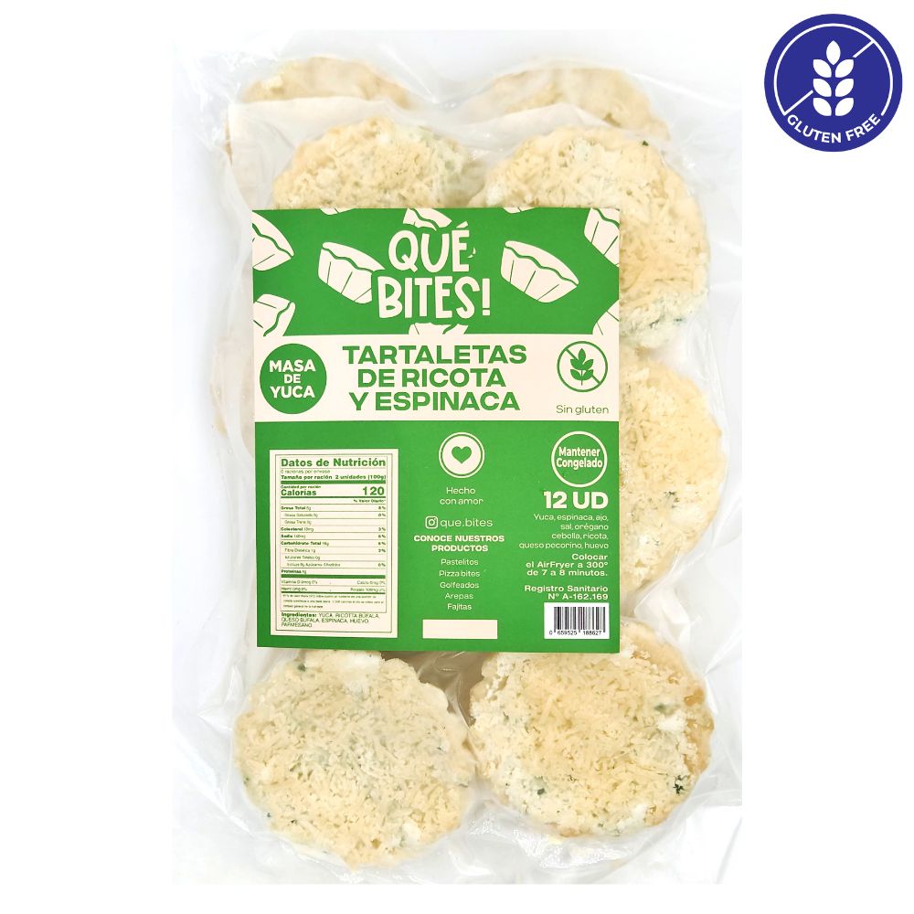 Que Bites Tartaletas de Ricotta Y Espinaca 12 Und