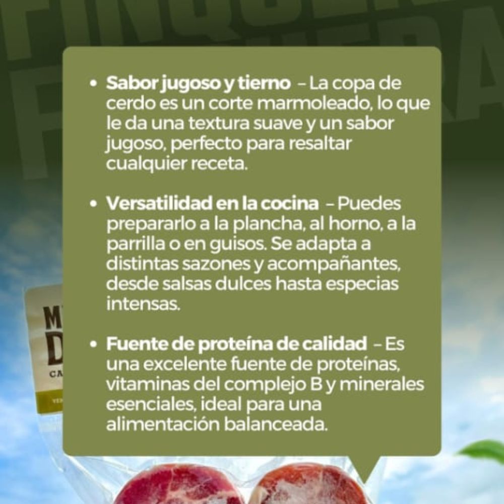 Medallon de Copa Carne de Cerdo 4 Opciones Alimentos Finquera