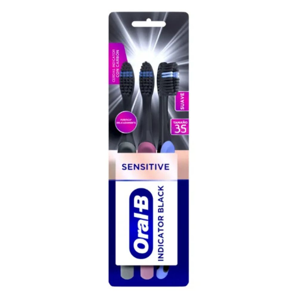 Oral-B Trio Cepillo Dental Sensitive Indicator Black Colores Varios