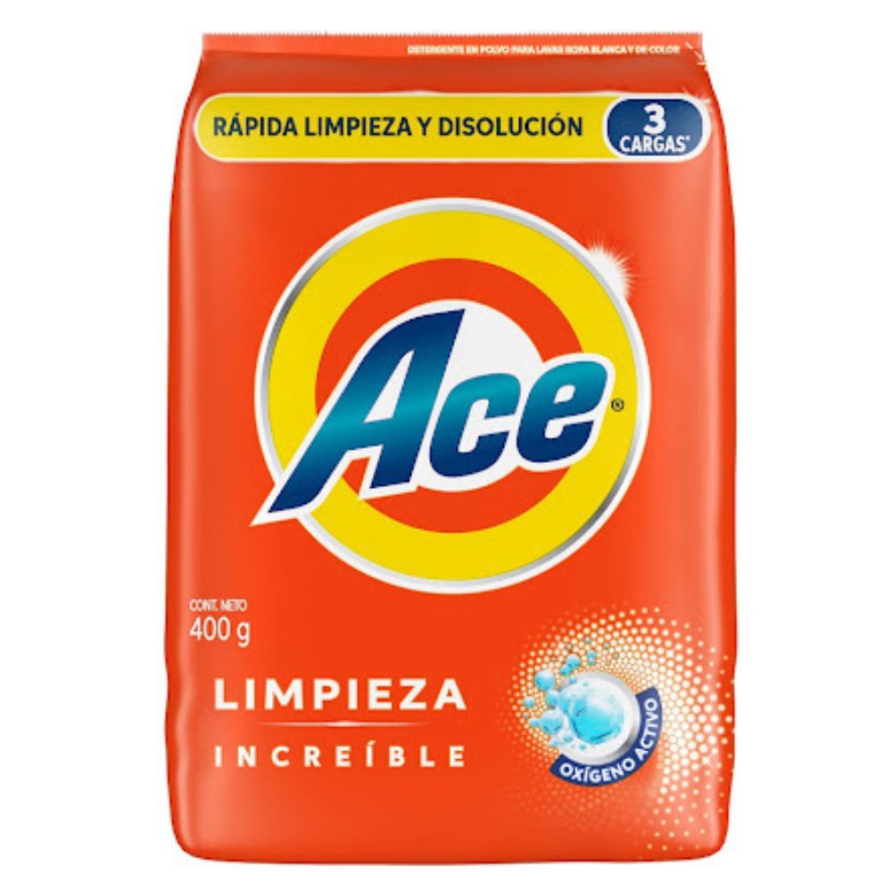 Ace Detergente En Polvo Limpieza Increíble 400gr