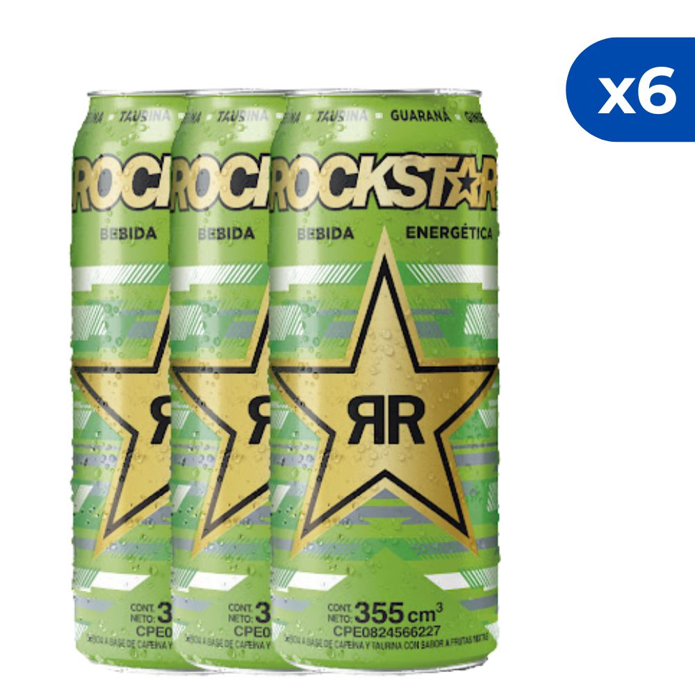 Rockstar Bebida Energetica Sabor Guaraná Lata 355ml 6 Und