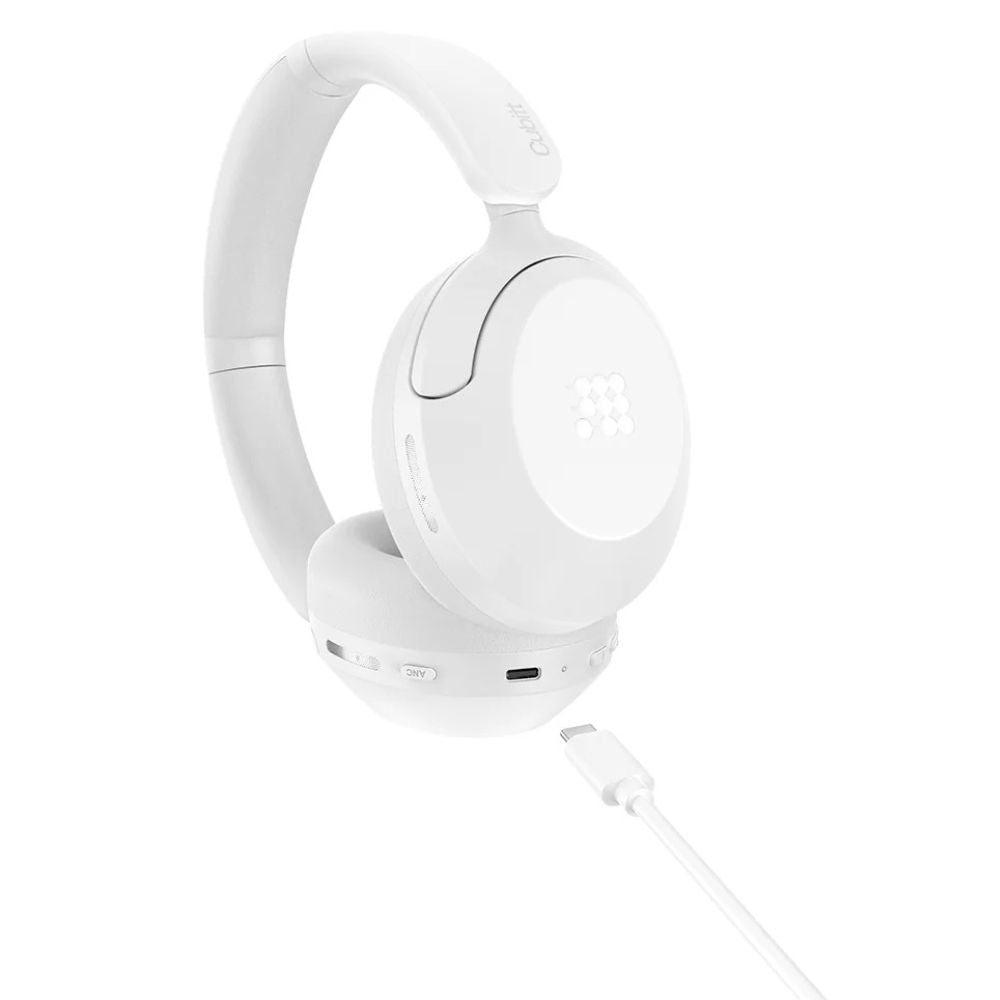 Cubitt Power Headphones – Cancelación de Ruido Híbrida y Sonido Inmersivo Snow White
