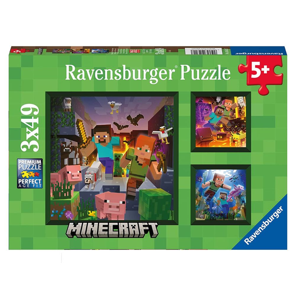 Ravensburger Rompecabezas Minecraft 3x49 Piezas