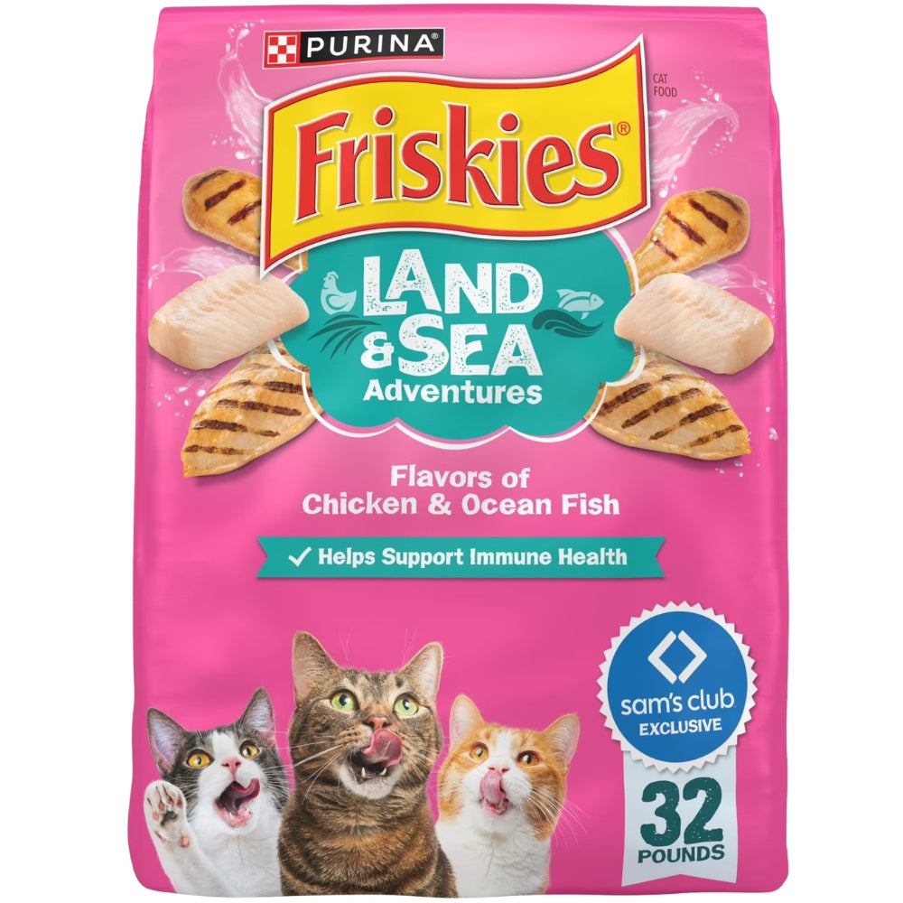 Purina Friskies Land & Sea Adventures Chicken and Ocean Fish Flavored Adult Dry Cat Food 14.5Kg