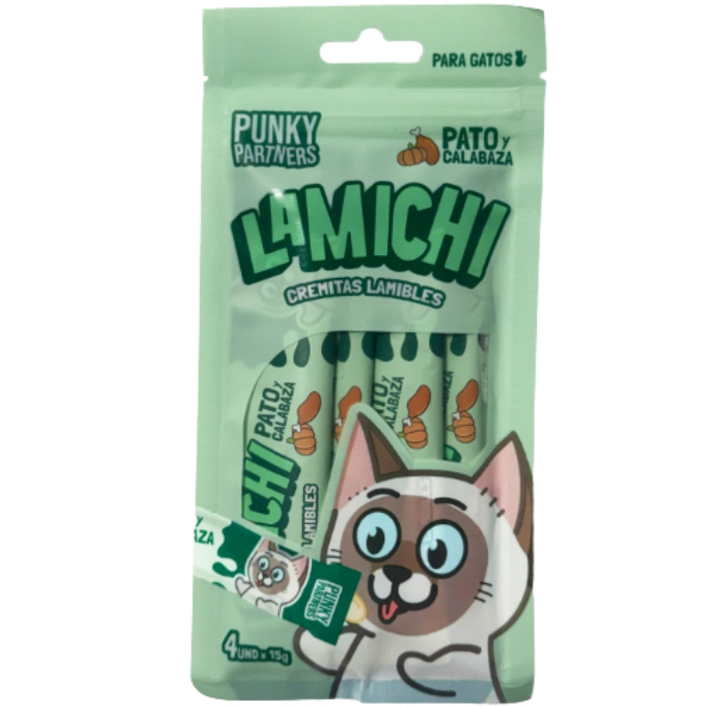 La Michi Snack Lamible para Gatos Punky Partners Pato y Calabaza 4 Und x 15gr