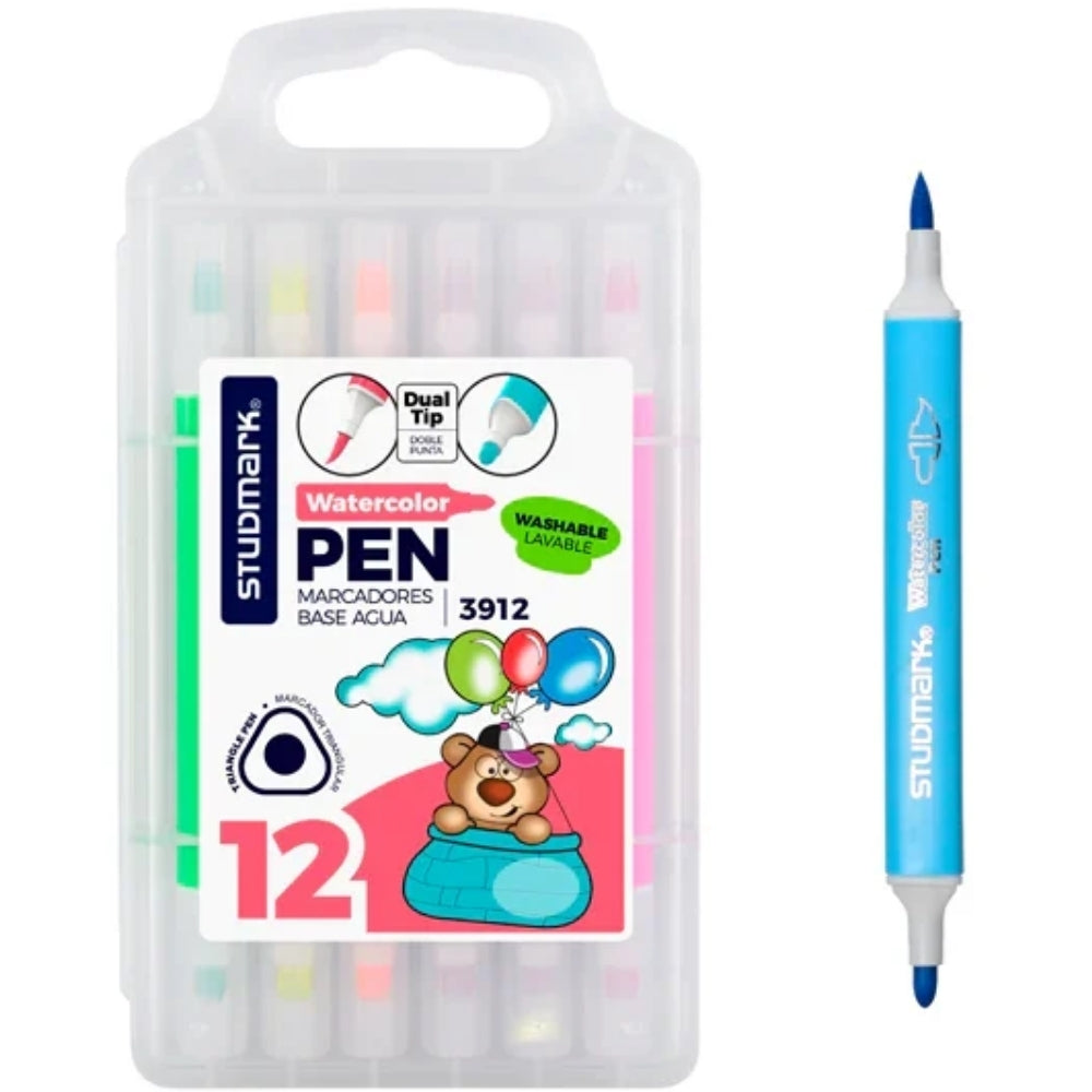 Studmark Watercolor Pen Marcadores Base Agua 12 Und