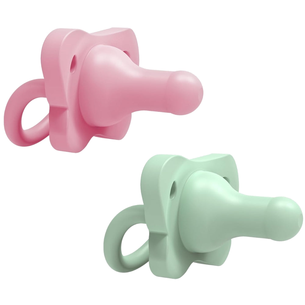 Dr.Brown's Chupón HappyPaci 100% Silicona 0-6m 2 Und sin BPA Diseño Anatómico Rosa y Verde