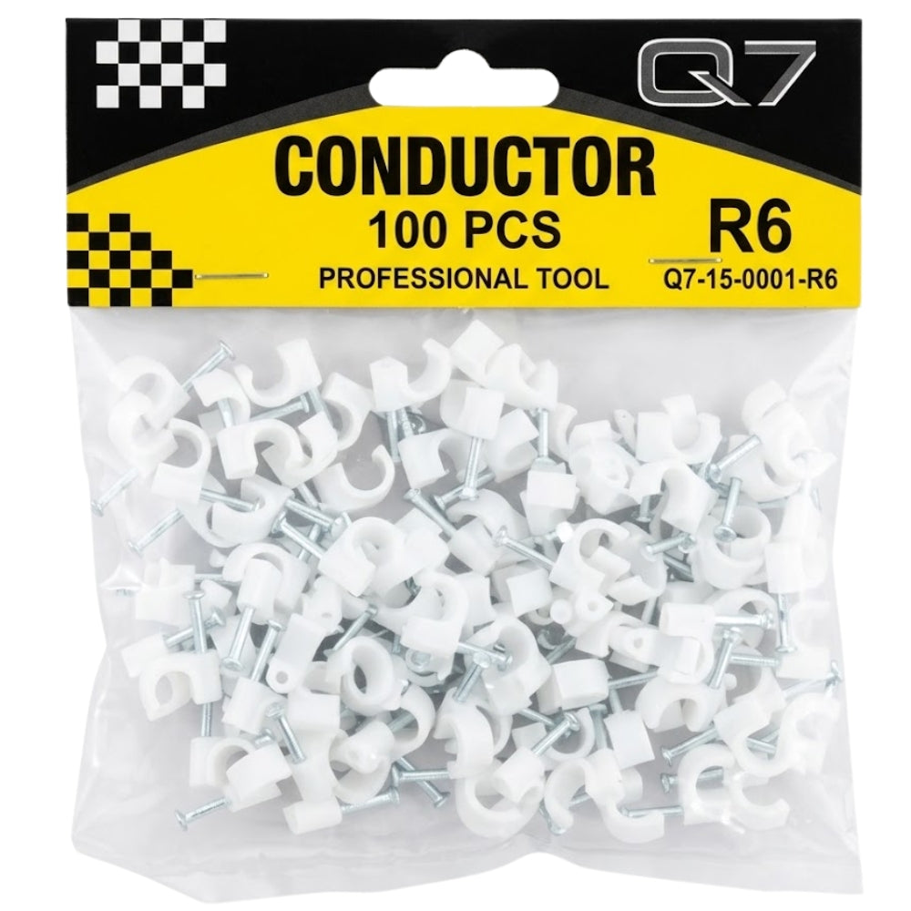 Q7 Grapas para Cable de 6mm con Clavo 100 piezas R6