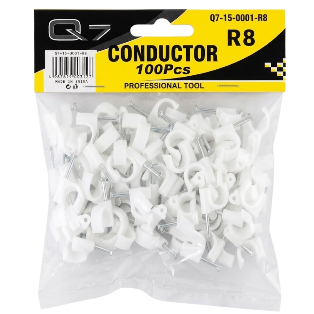 Q7 Grapas para Cable de 8mm con Clavo 100 piezas R8