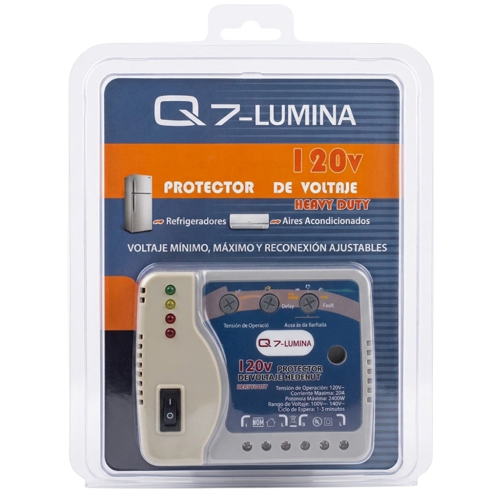 Q7 Lumina Protector de Voltaje 120v Refrigeradores y Aires Acondicionados