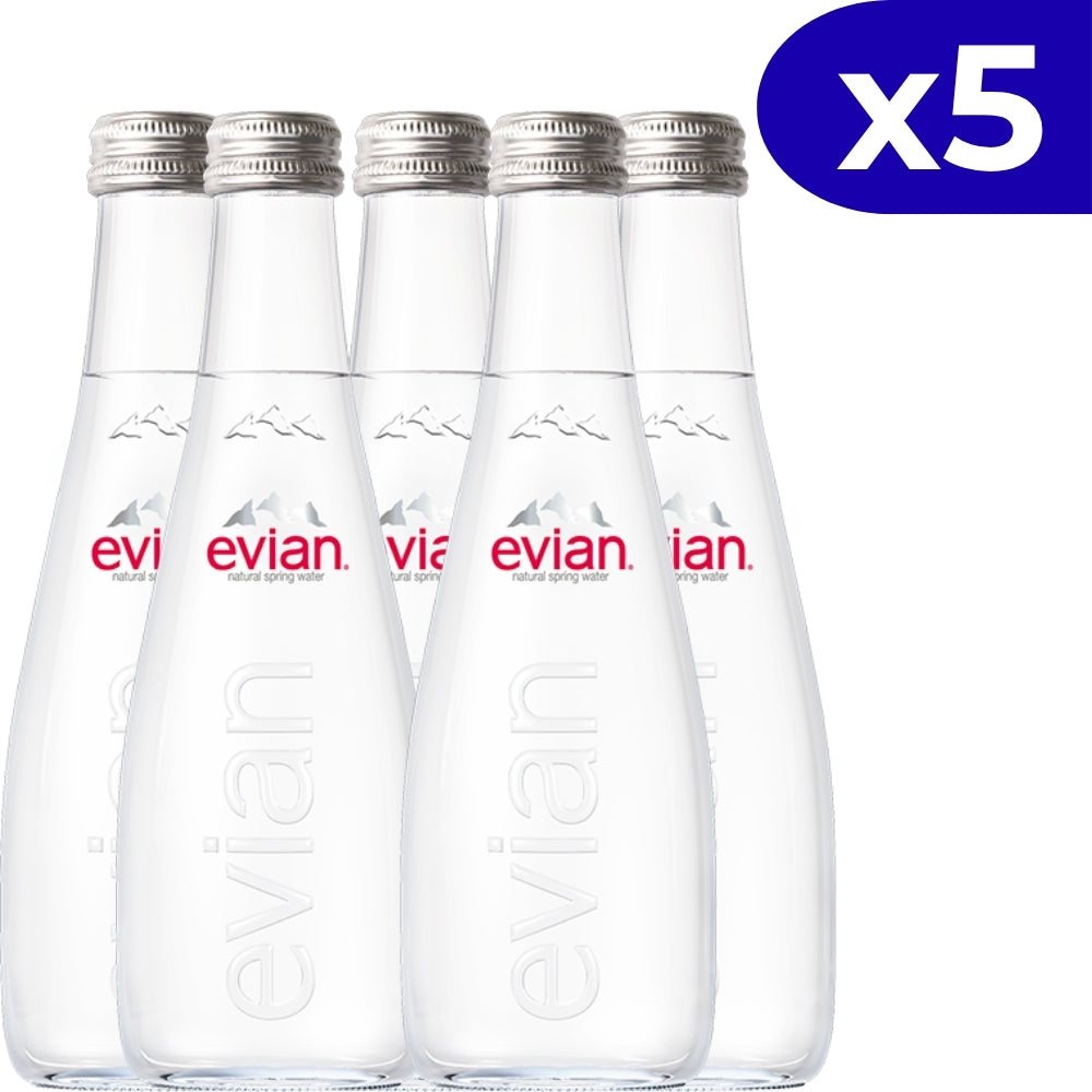 Evian Agua Pack 5 Und Botella de Vidrio de 500ml