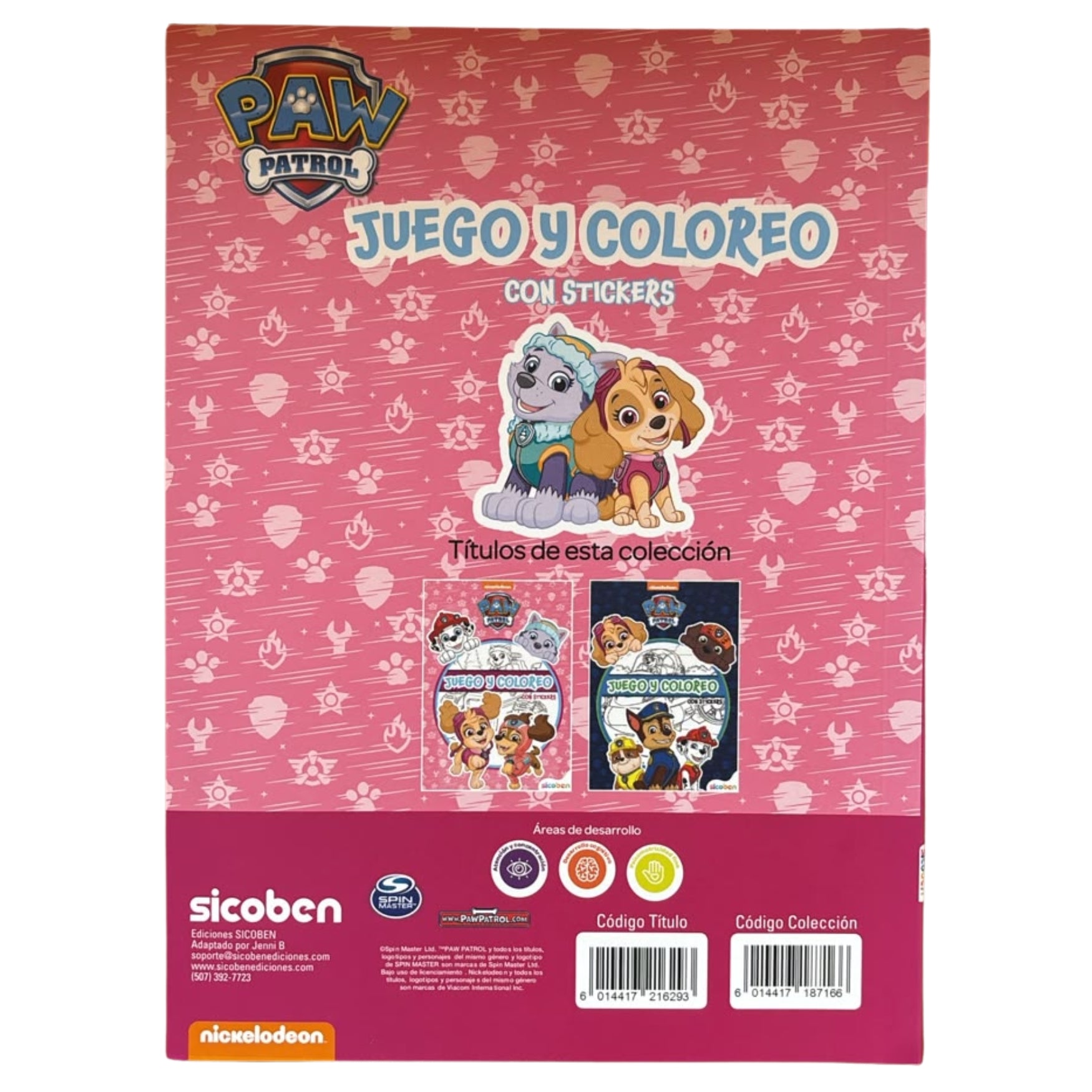 Sicoben Libro Juego y Coloreo con Stickers Paw Patrol Rosa