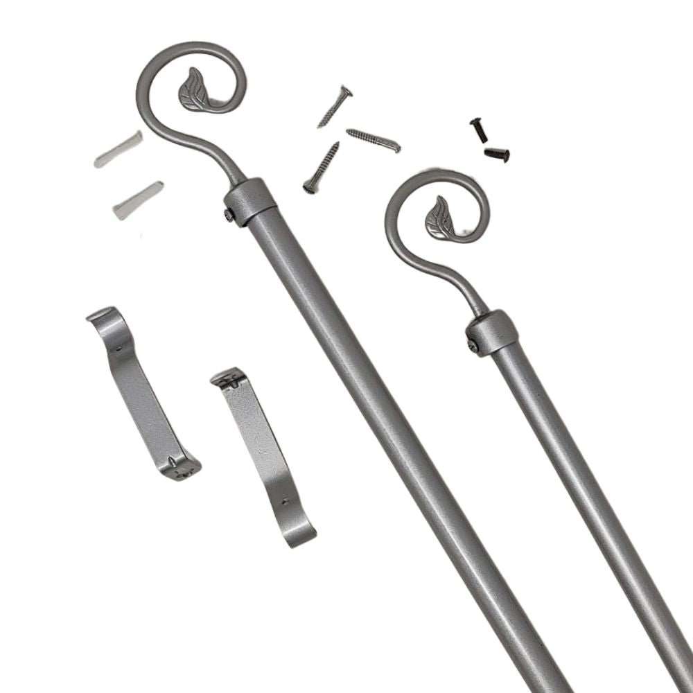 Set de Barra Para Cortina Color Plateado 48" Ajustable a 84"