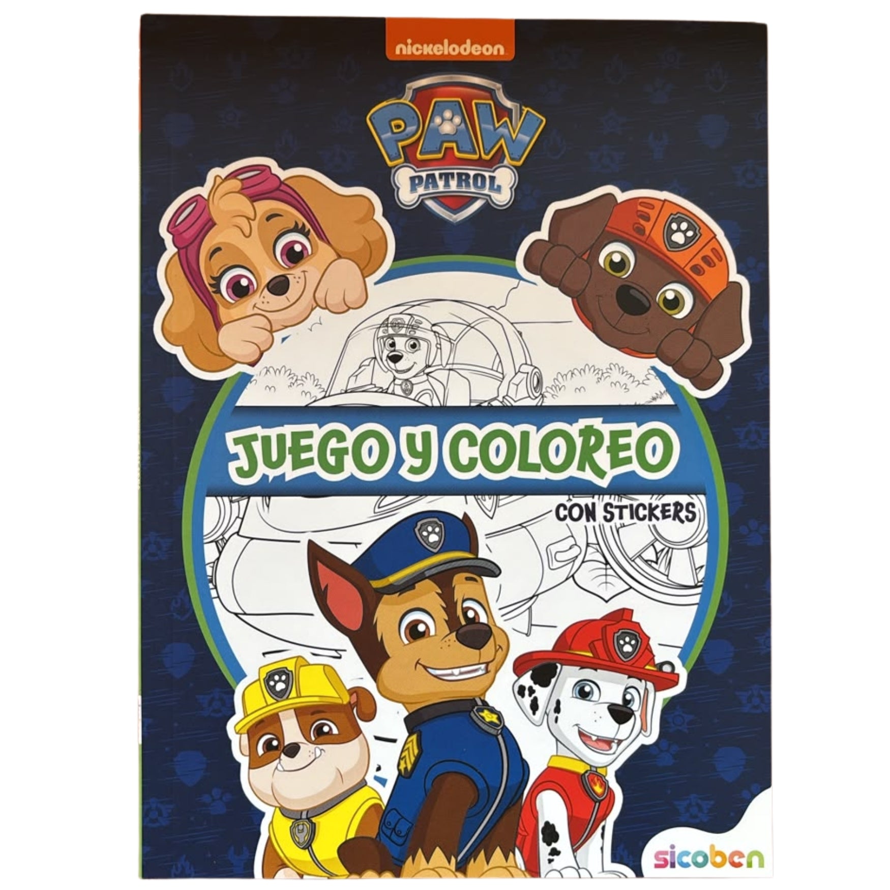 Sicoben Libro Juego y Coloreo con Stickers Paw Patrol Azul