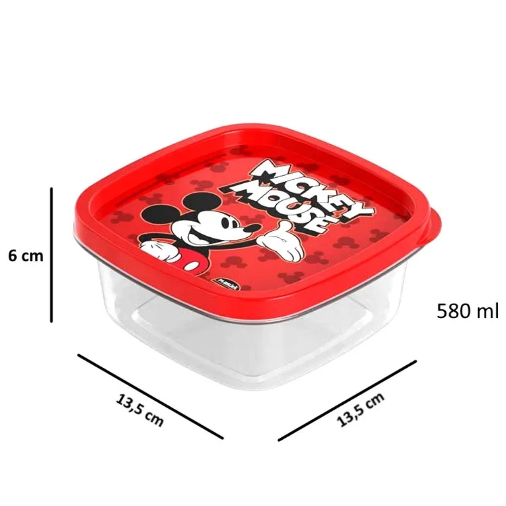 Alfa Hogar Recipiente Cuadrado Mickey Mouse 580ml