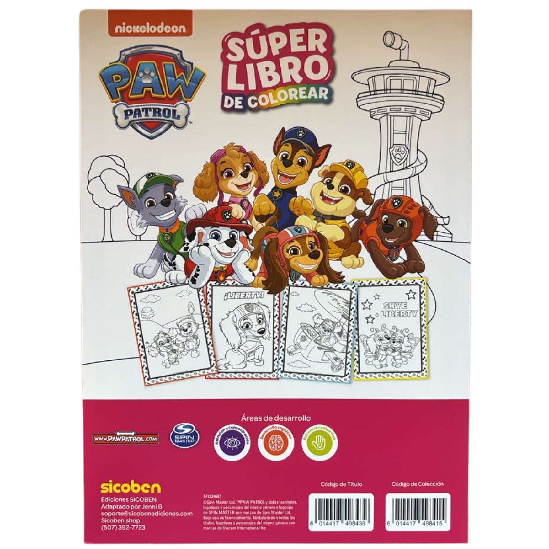 Sicoben Super Libro de Colorear de Paw Patrol Rosa