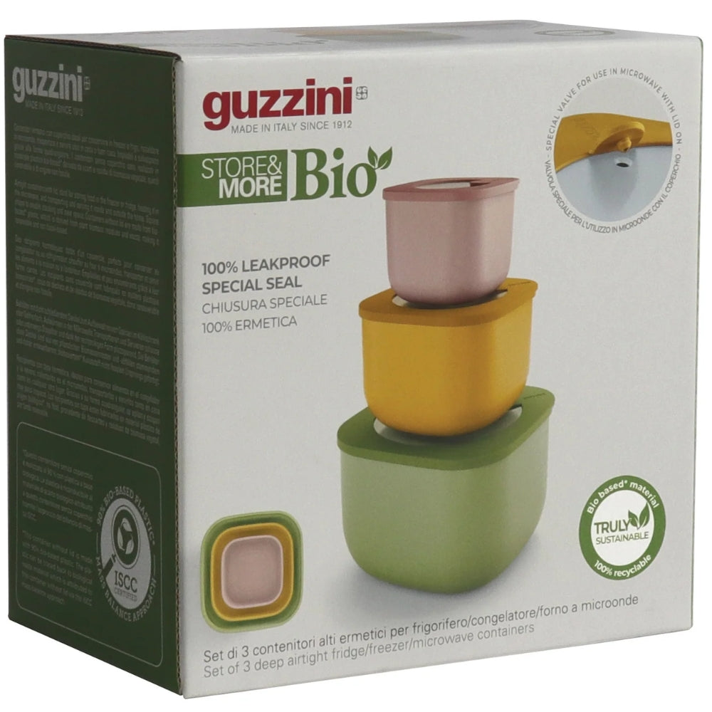 Guzzini Eco Store & More Set De 3 Contenedores Profundos Para Almacenar Alimentos