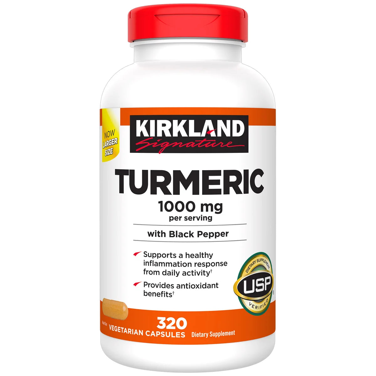 Turmeric Kirkland 1000mg With Black Pepper 320 Vegetarian Capsules