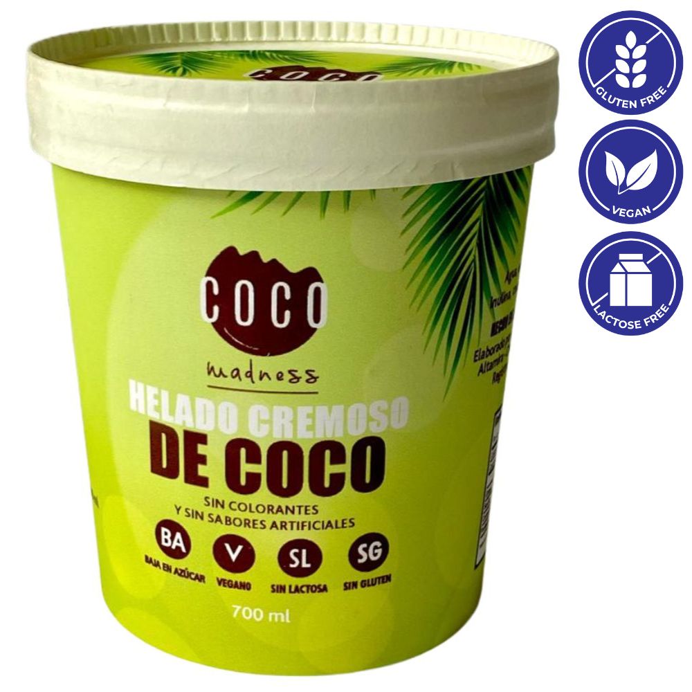 Coco Madness Helado Cremoso de Coco Bajo en Azucar Envase 700ml