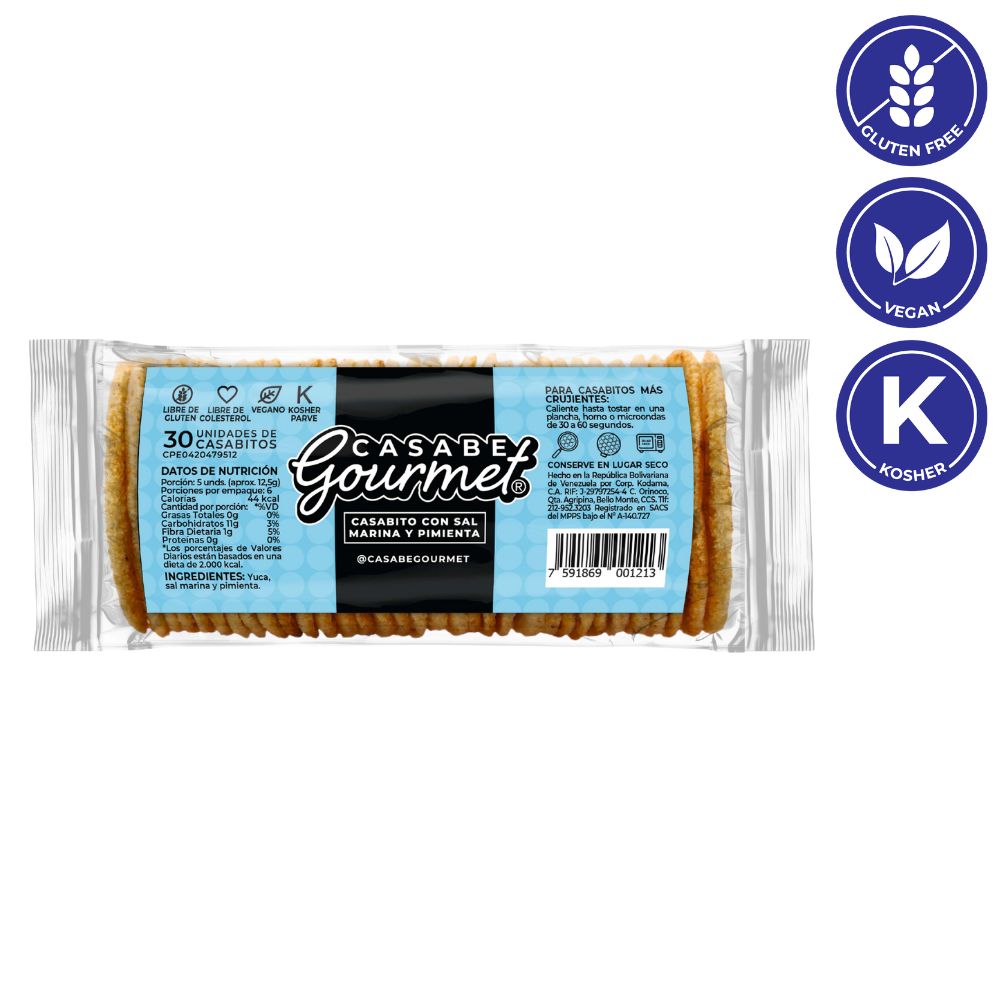 Casabe Gourmet Casabito Con Sal Marina y Pimienta